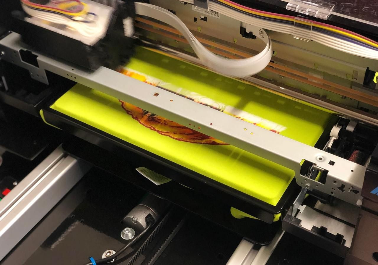 A DTG printer in action.